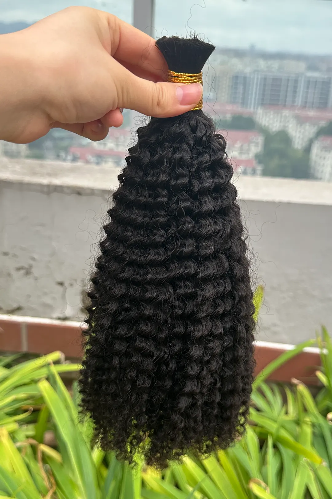 Kinky Curly Bulk Human Hair for Braiding Natural Black BU11 - Image 3