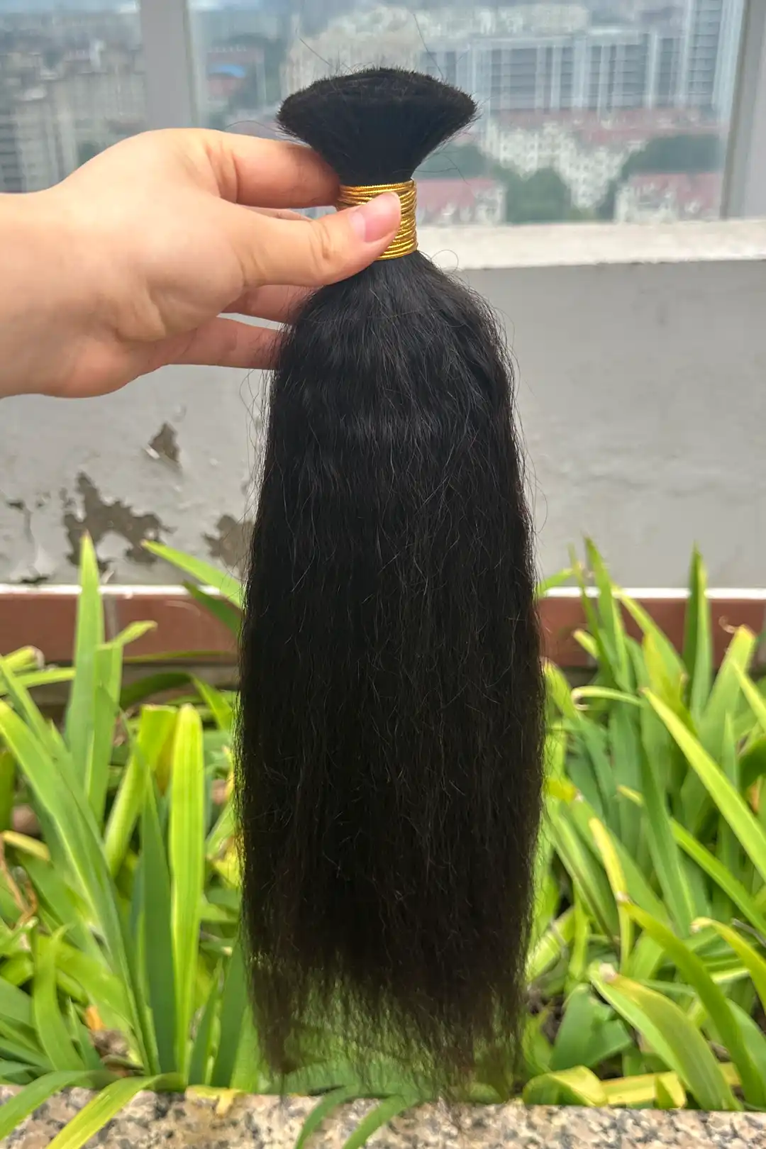 Kinky Straight Bulk Hair For Braiding Natural Black BU10 - Image 3