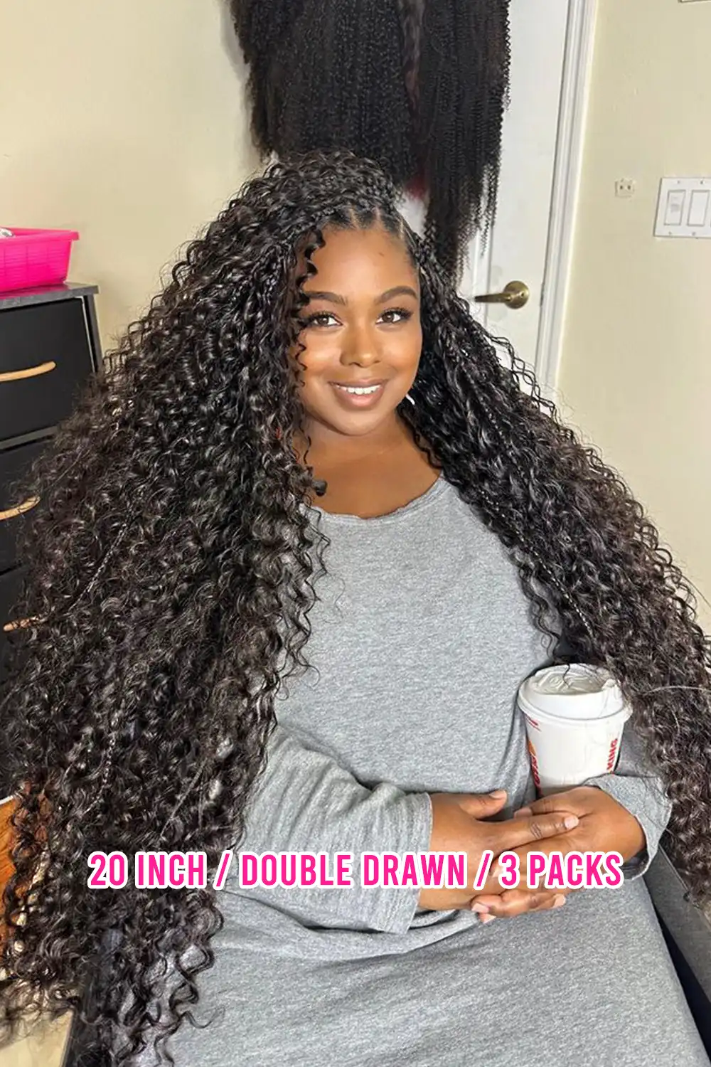 Double Drawn Spanish Curly Bulk Hair Extensions for Braiding BU15 - Image 11