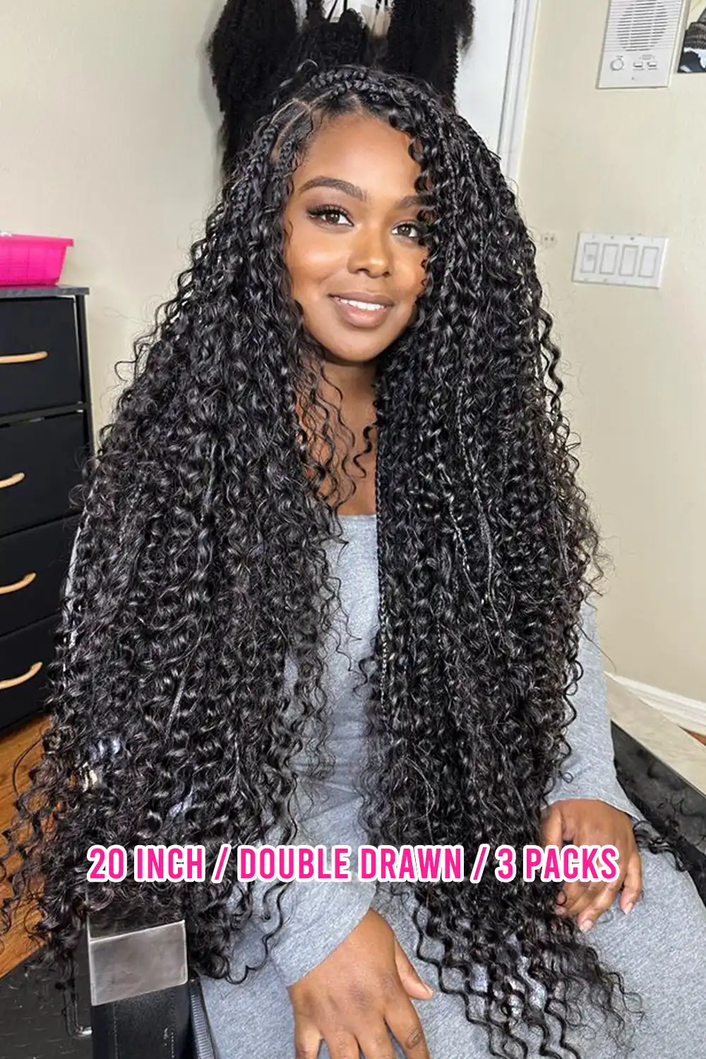 Double Drawn Spanish Curly Bulk Hair Extensions for Braiding BU15 - Image 6