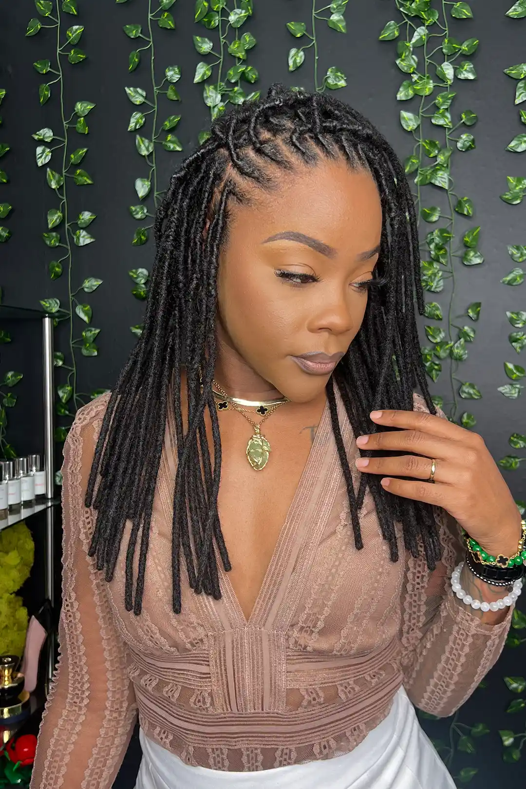 Dreadlock Hair Extensions Natural Black Human Hair 10 Strands - Image 2