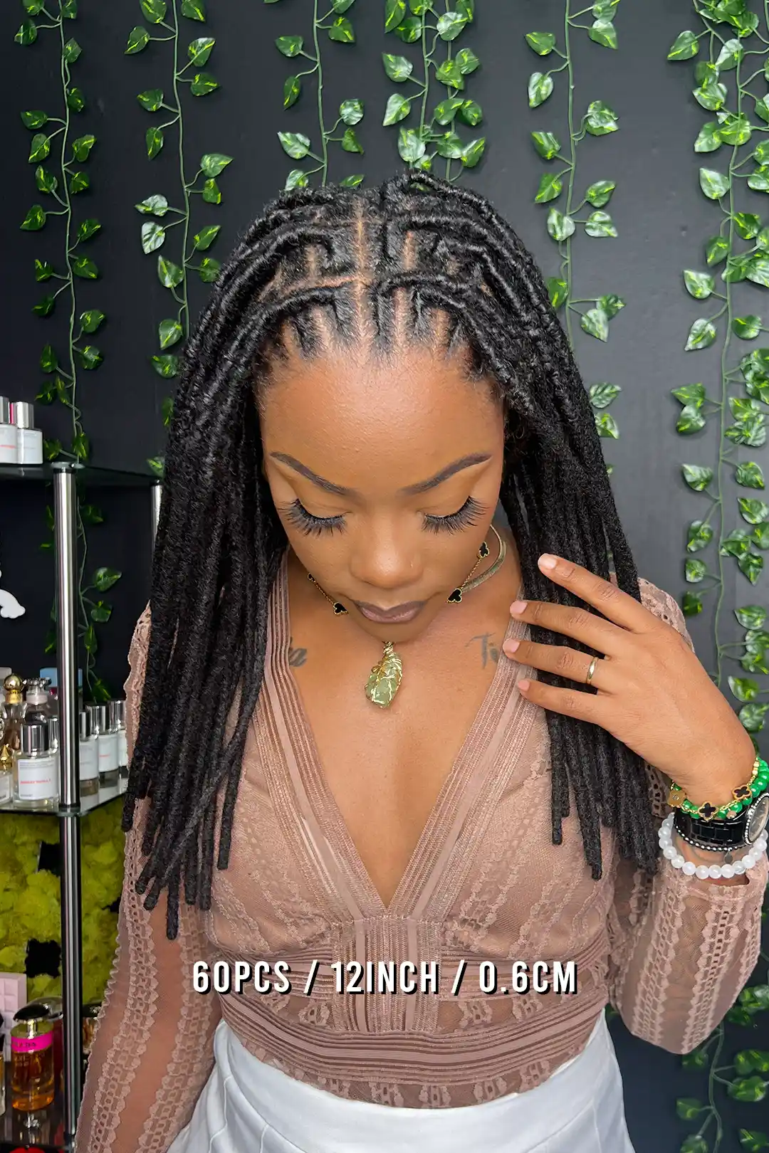 Dreadlock Hair Extensions Natural Black Human Hair 10 Strands - Image 6