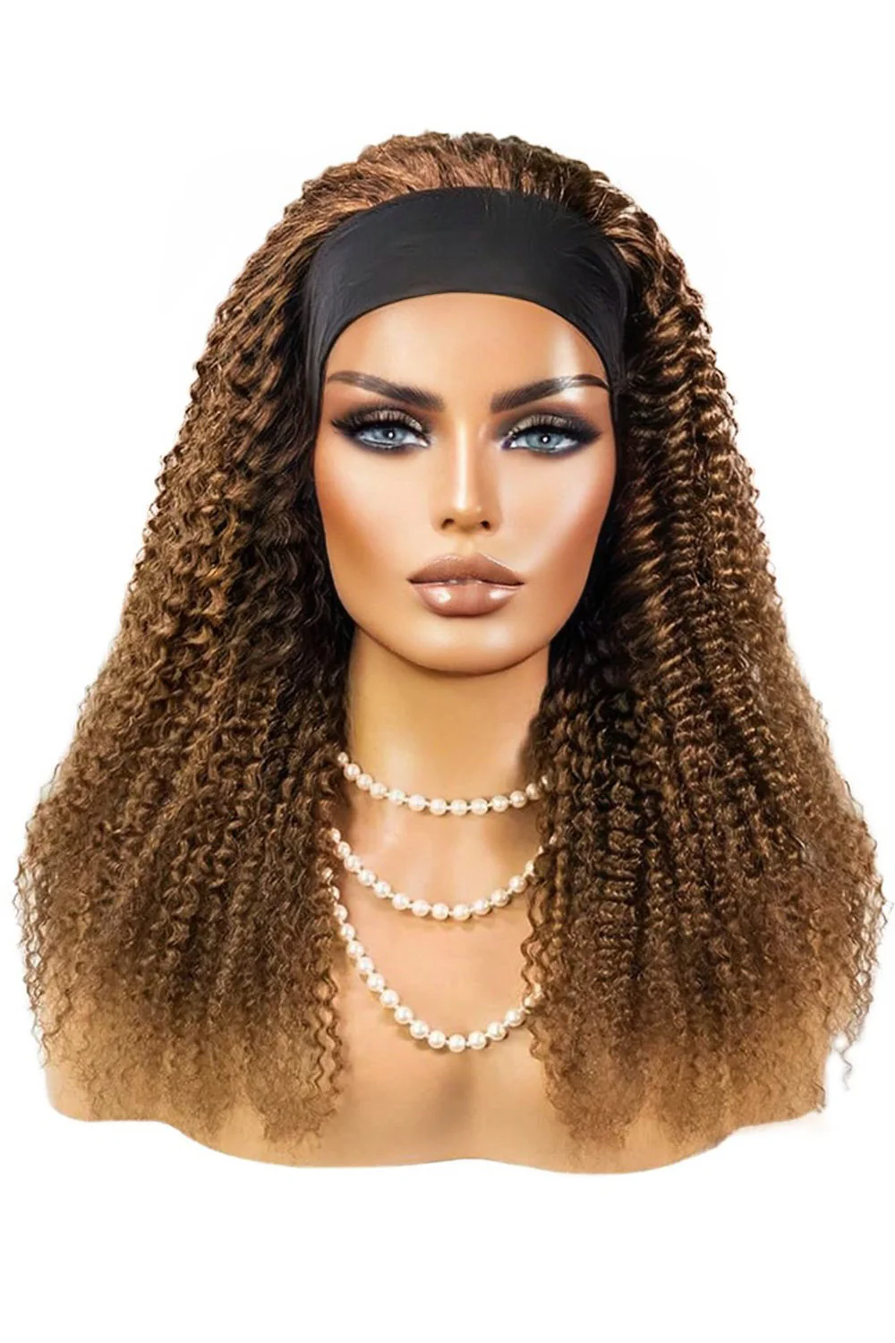 Chocolate Kinky Curly Headband Wig Human Hair HBW10