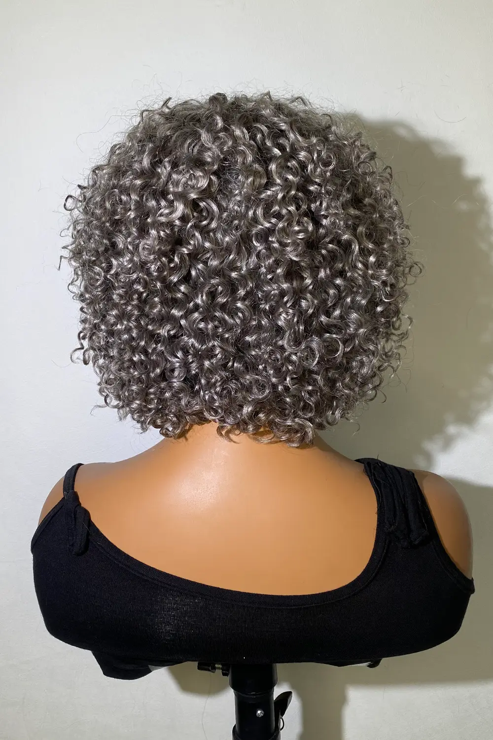 Silver Grey Salt and Pepper Curly Bob Wig Non Lace Human Hair - Image 3