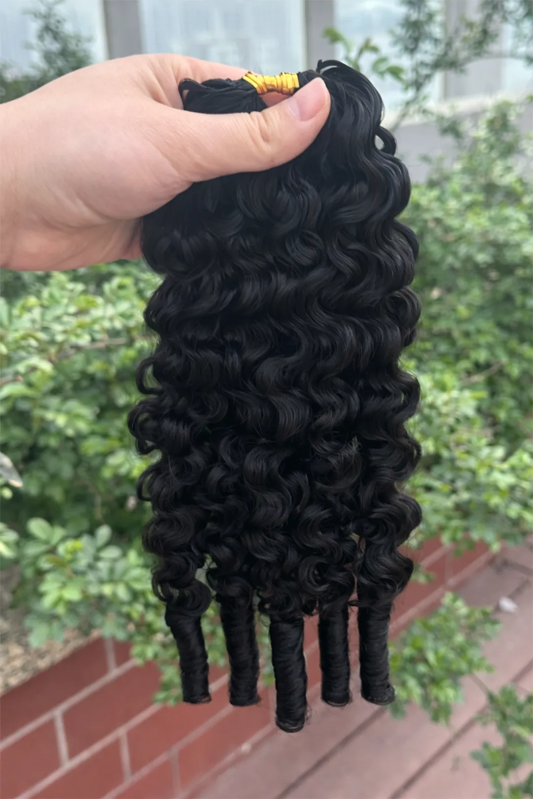 Double Drawn Feather Crochet Hair Extension Burmese Water Curly Human Hair - Image 3