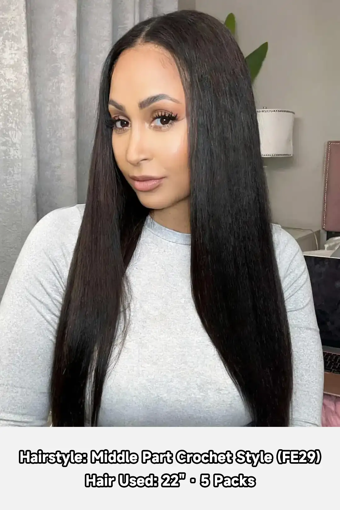 Double Drawn Feather Crochet Hair Extension Kinky Straight Human Hair FE29 - Image 3