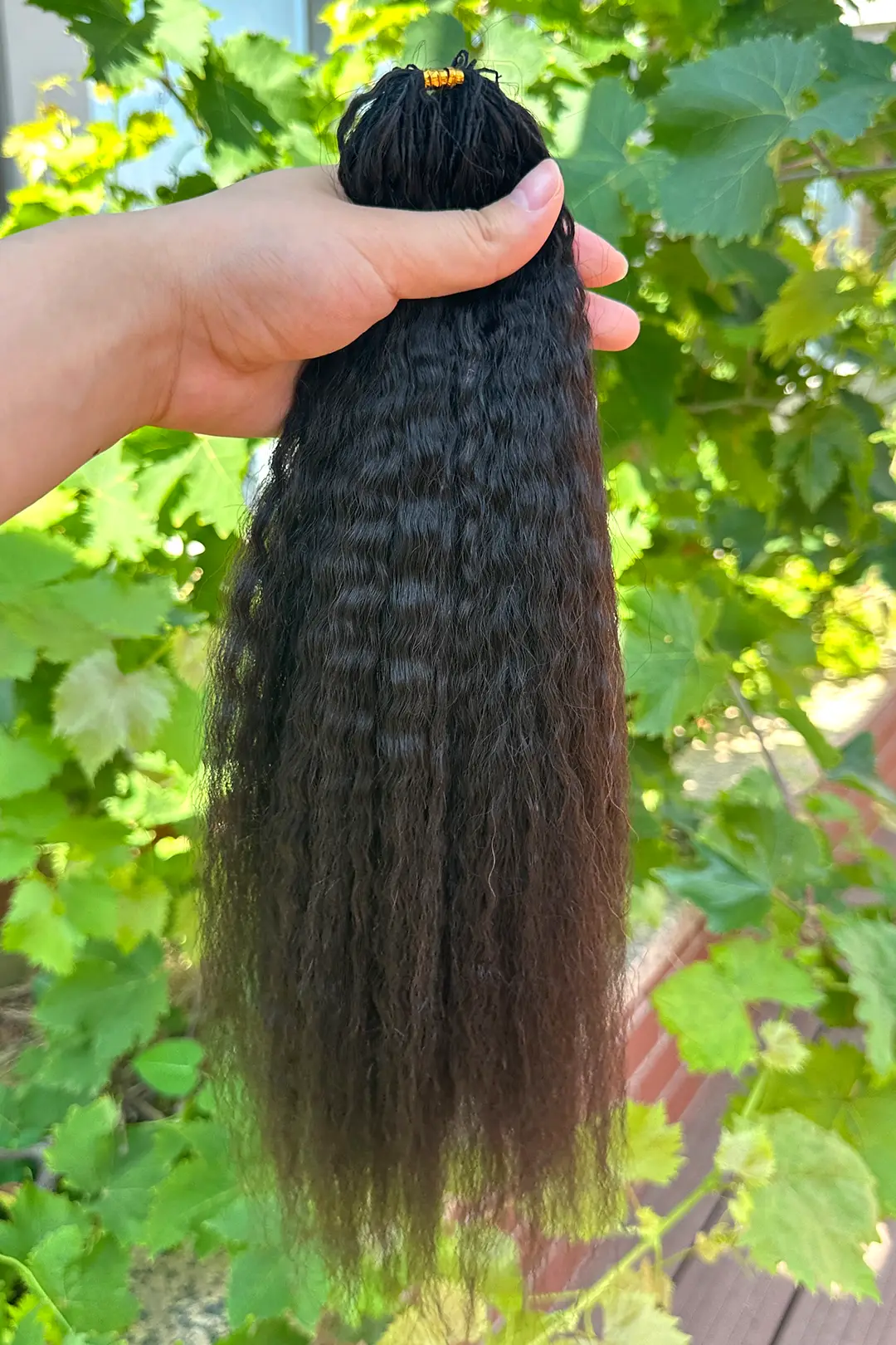 Double Drawn Feather Crochet Hair Extension Kinky Straight Human Hair FE29 - Image 5