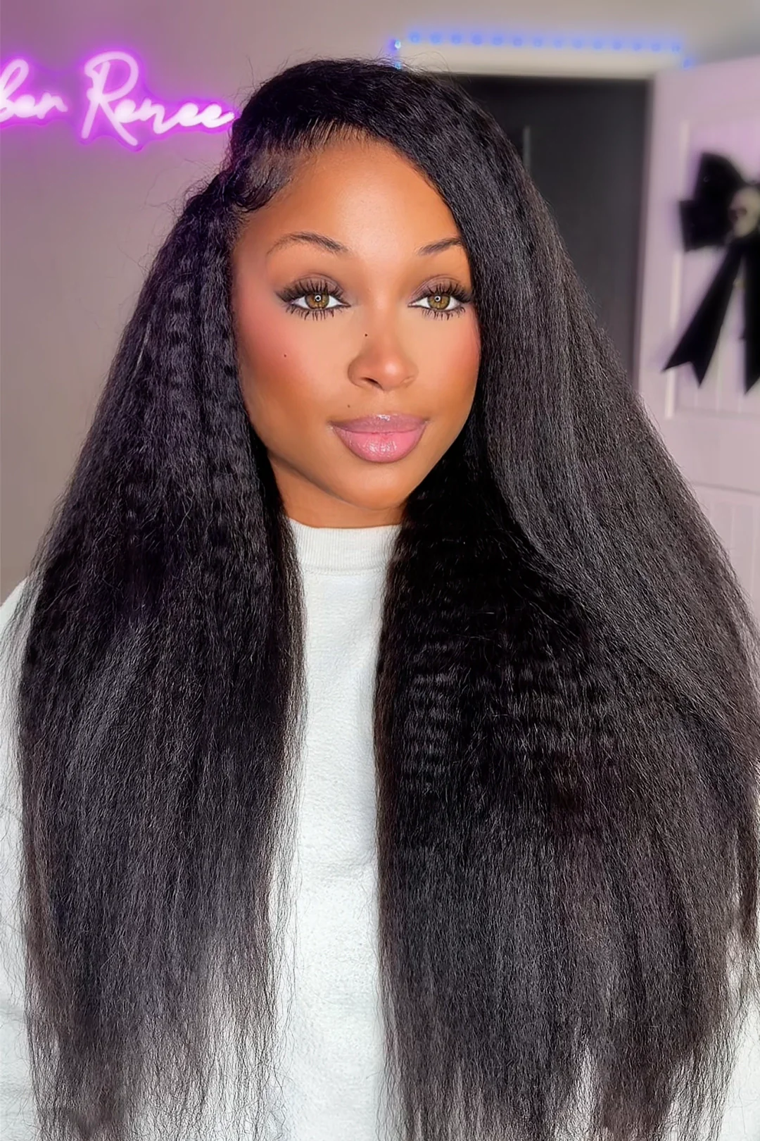 Double Drawn Feather Crochet Hair Extension Kinky Straight Human Hair FE29 - Image 7