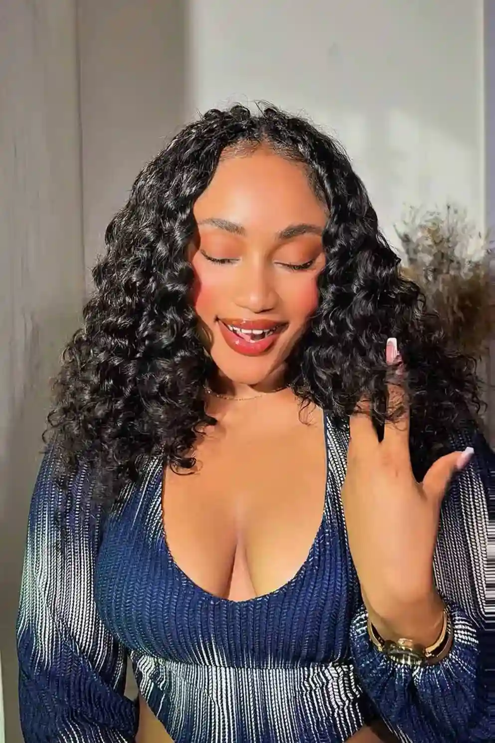 Double Drawn Feather Crochet Hair Extension Loose Deep Wave Human Hair FE25 - Image 7
