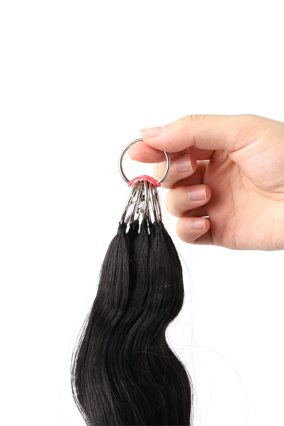 Handmade Feather Line Hair Extensions Body Wave Single-Strand with Loop - Image 2
