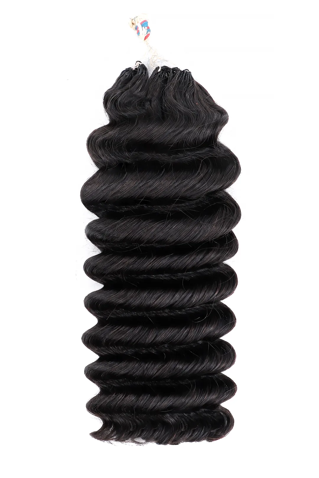 Handmade Feather Line Hair Extensions Loose Deep Wave Single-Strand with Loop