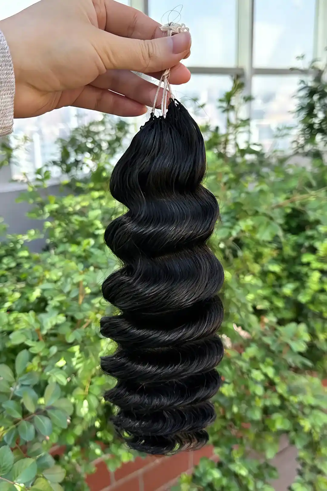 Handmade Feather Line Hair Extensions Loose Deep Wave Single-Strand with Loop - Image 3