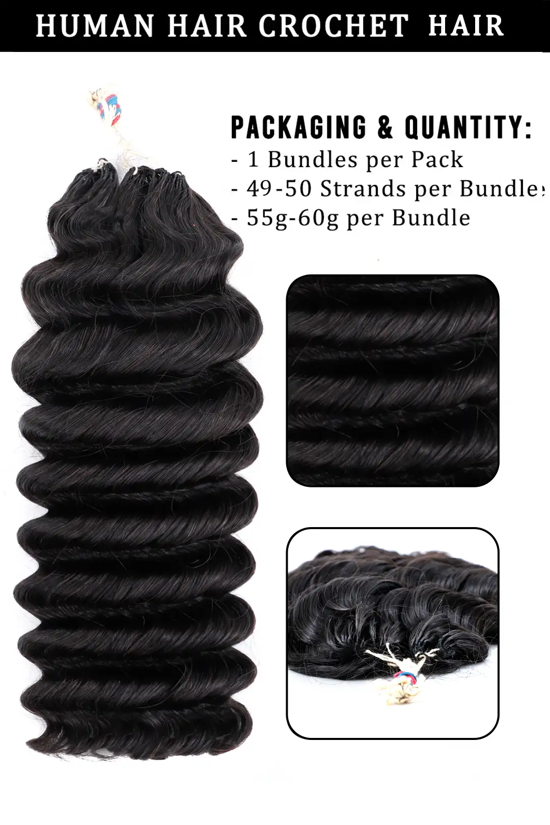 Handmade Feather Line Hair Extensions Loose Deep Wave Single-Strand with Loop - Image 5