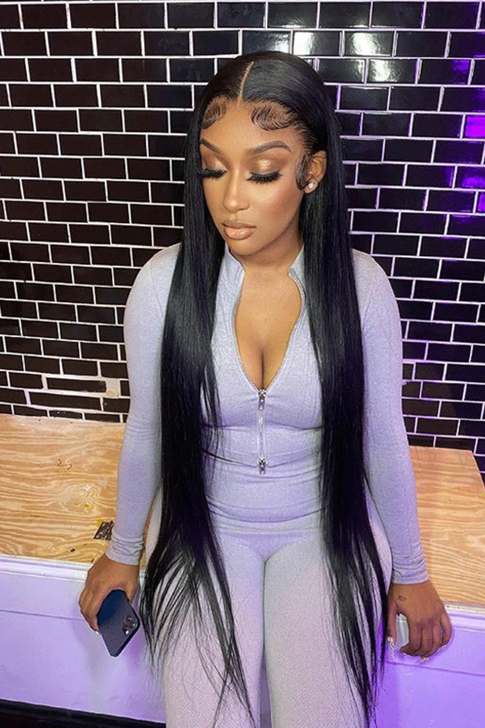 Full Lace Wigs Silky Straight Brazilian Virgin Hair FU01 - Image 2