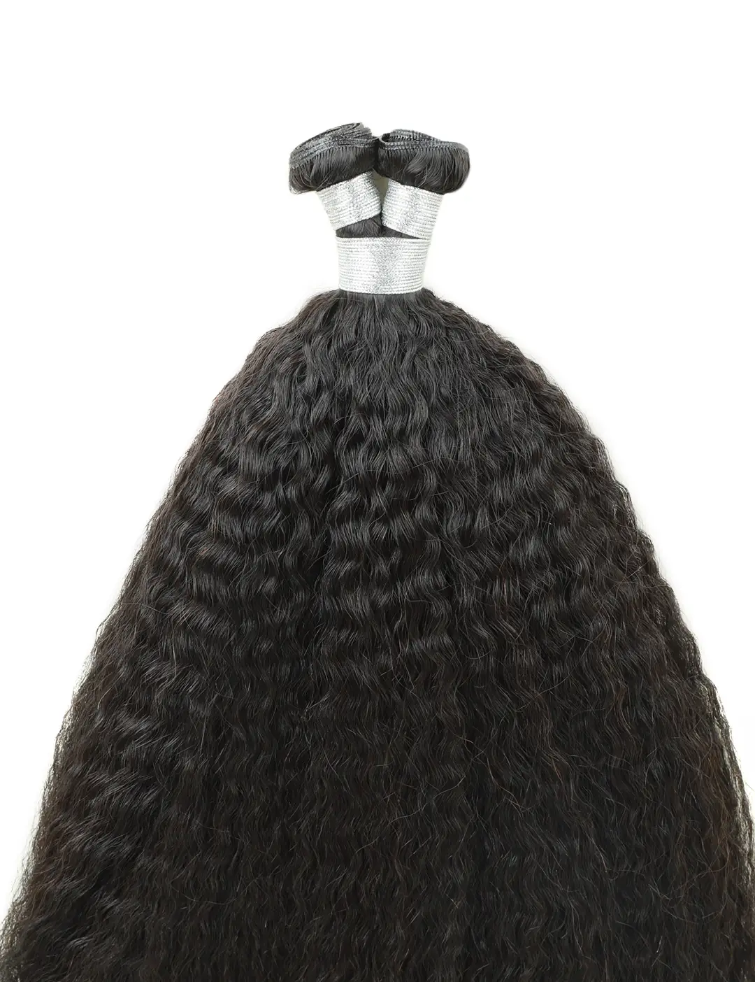 Genius Weft Hair Extensions Kinky Straight Natural Black Virgin Hair - Image 3