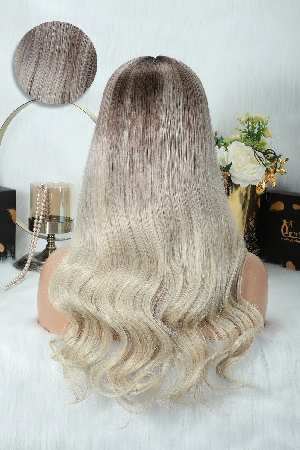 13x6 Glueless Hd Lace Flaxen Blonde Ombre Wig Body Wave-HD64 - Image 5