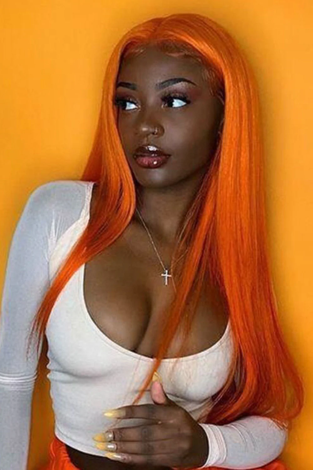 13x6 Glueless Hd Lace Wig Ginger Orange Straight-HD49 - Image 5