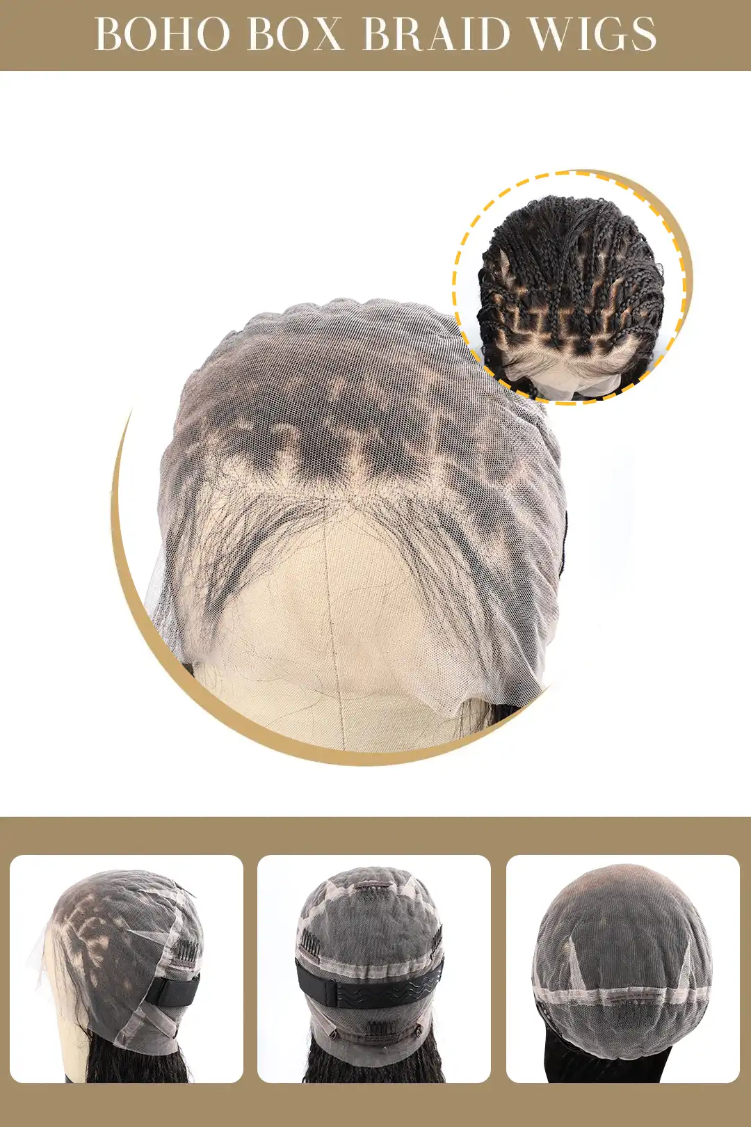 Goddess Bohemian Box Braid Full Lace Wig Knotless 100% Virgin Hair - Image 5