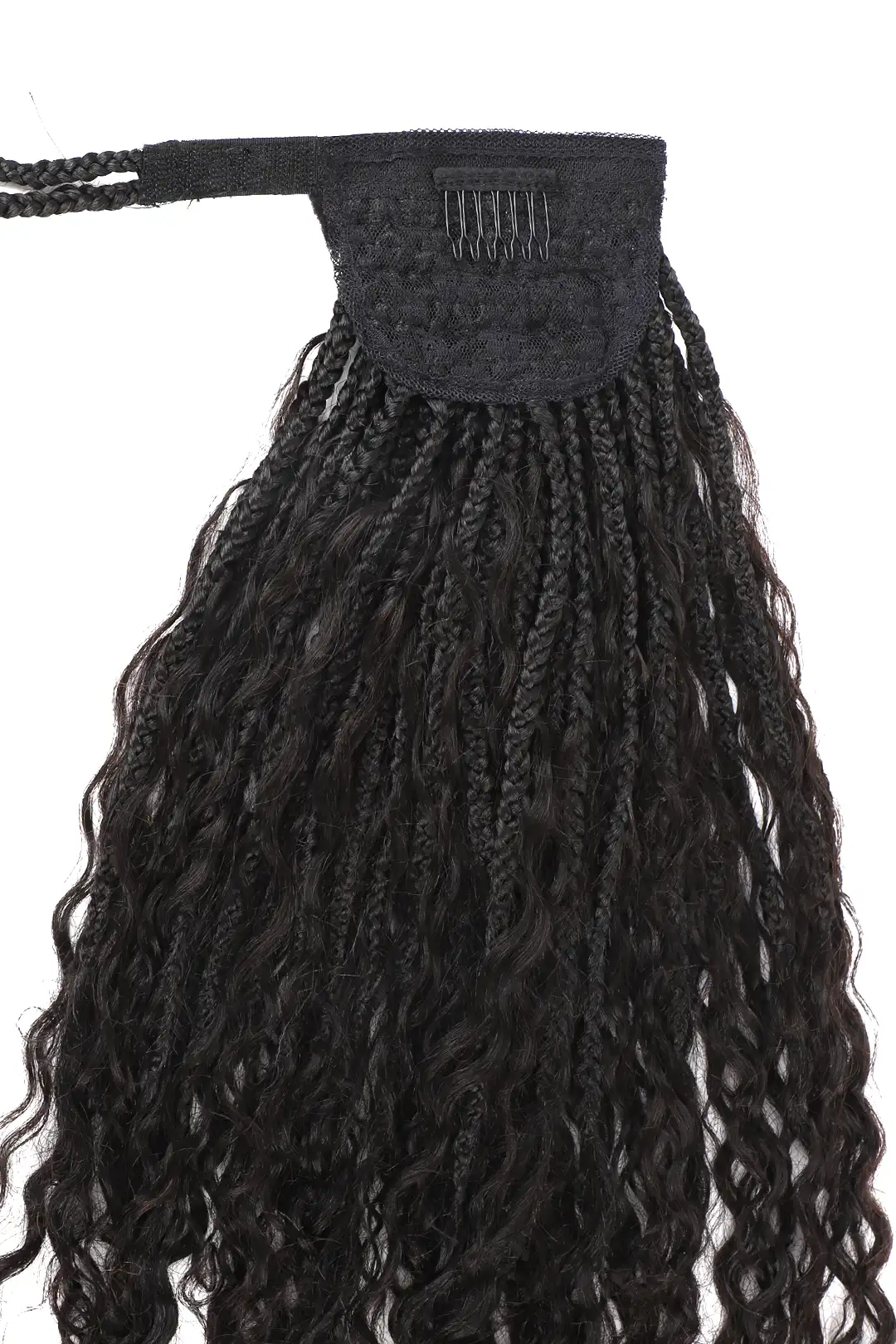 Goddess Bohemian Feed in Braids Ponytail with Human Hair Curls - Image 4