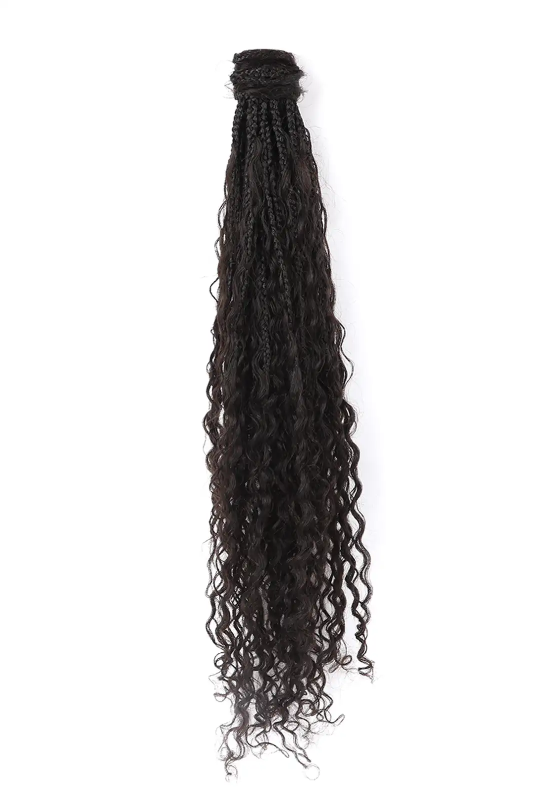 Goddess Bohemian Feed in Braids Ponytail with Human Hair Curls - Image 5