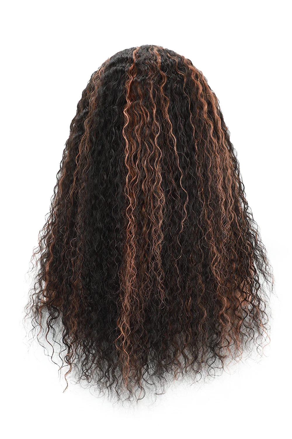 13x6 HD Lace Black Wig with Brown Highlights Water Wave-HD34 - Image 5