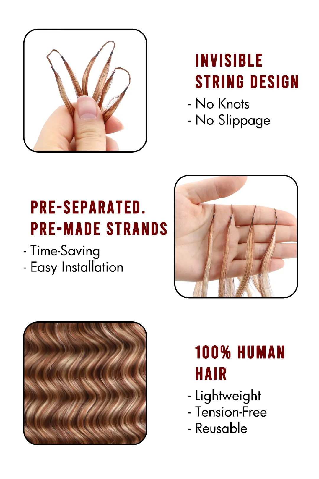Highlight Blend #27/30/613 Deep Wave Feather Crochet Human Hair - Image 5