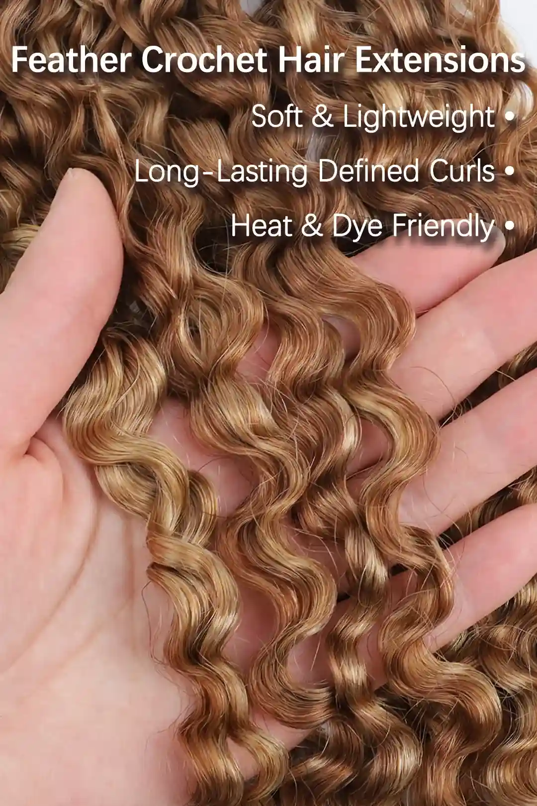 #27/30 Mixed Color Water Deep Wave Feather Crochet Human Hair - Image 3