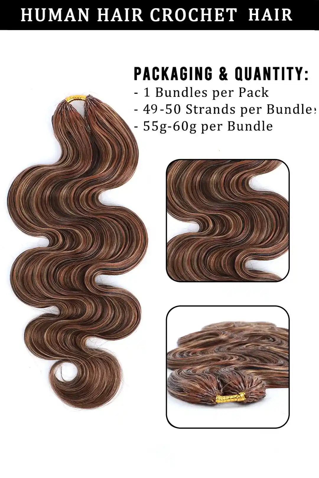 Highlight Blend #4/27/30 Body Wave Feather Crochet Human Hair - Image 5
