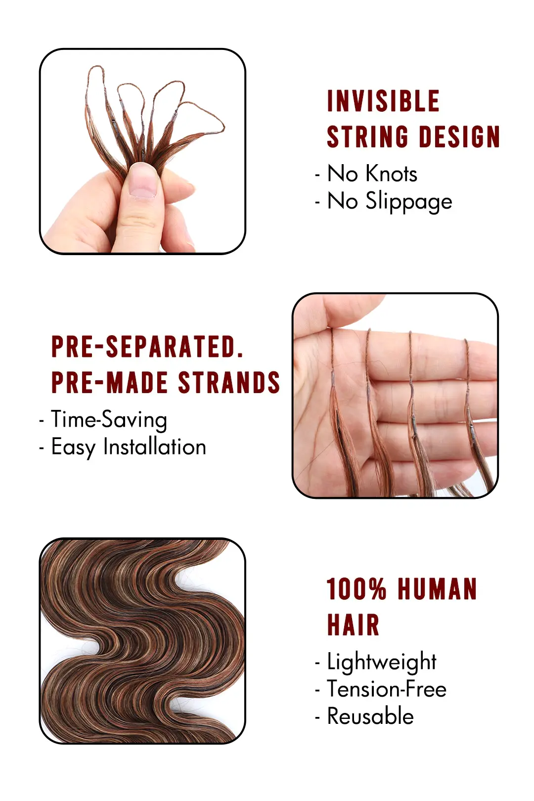 Highlight Blend #4/27/30 Body Wave Feather Crochet Human Hair - Image 6