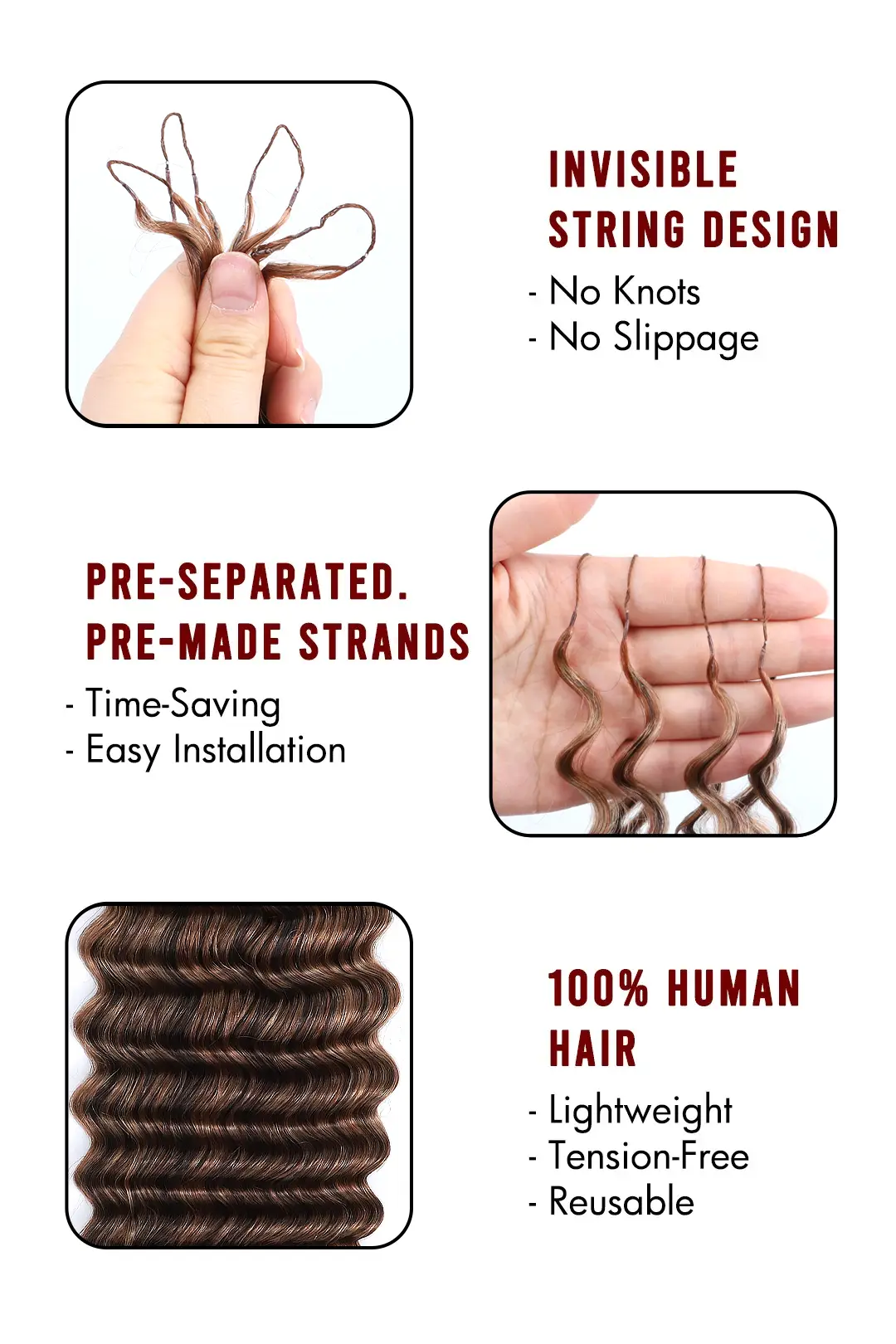 Highlight Blend #4/27/30 Deep Wave Feather Crochet Human Hair - Image 6