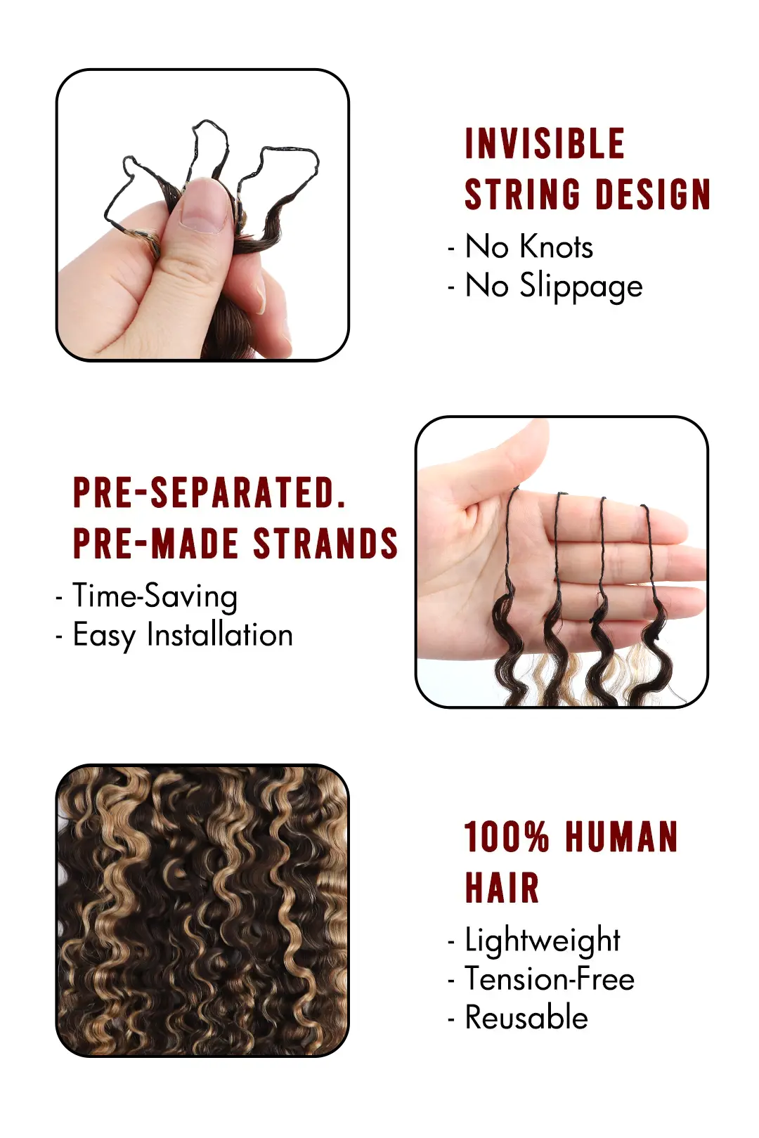 #4/27 Mixed Color Water Deep Wave Feather Crochet Human Hair - Image 4