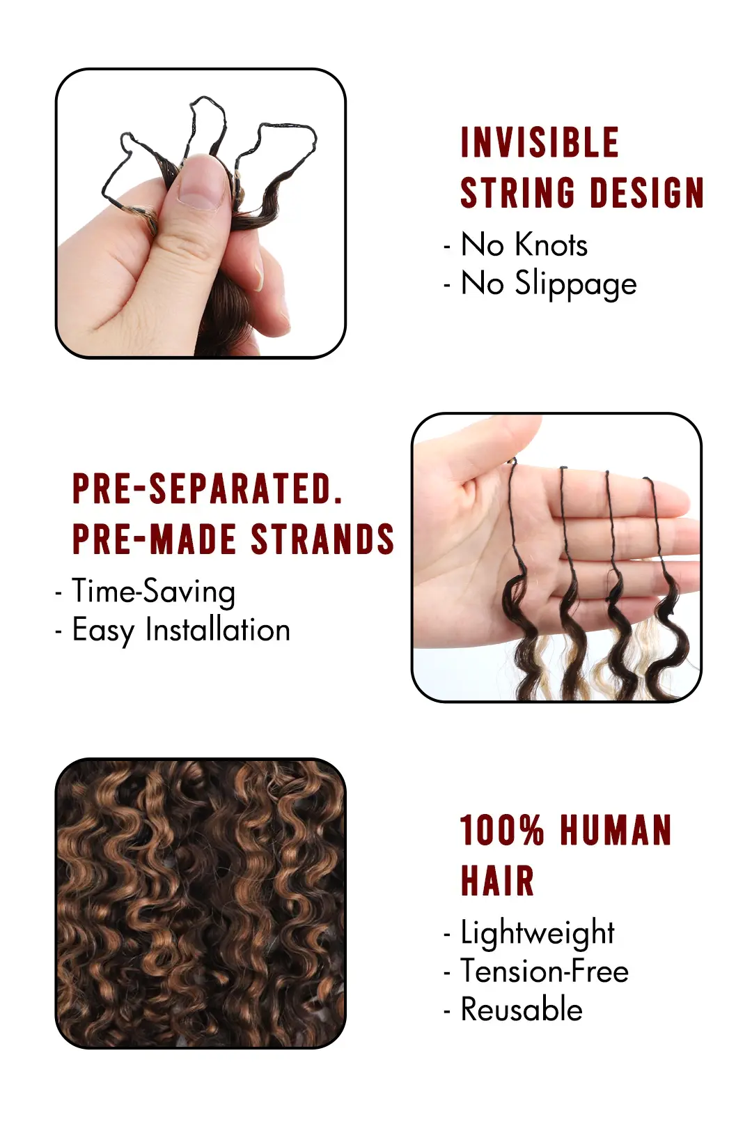 #4/30 Mixed Color Water Deep Wave Feather Crochet Human Hair - Image 4