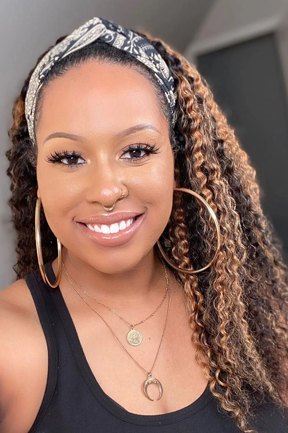 Highlights Curly Headband Wig Human Hair HBW06 - Image 3