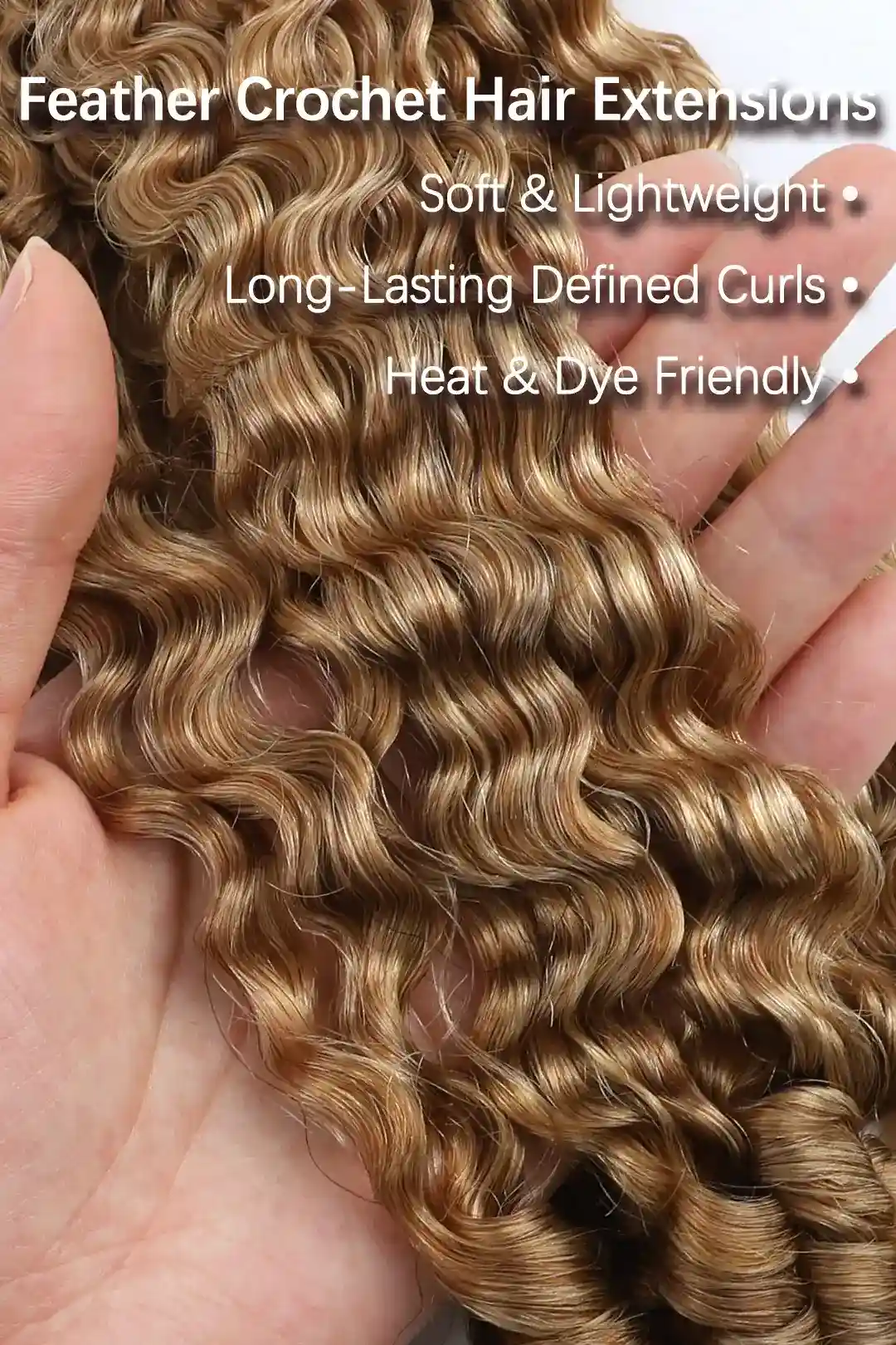 Honey Blonde #27 Burmese Curly with Spiral Curls Feather Crochet Miracle Knots Hair - Image 3