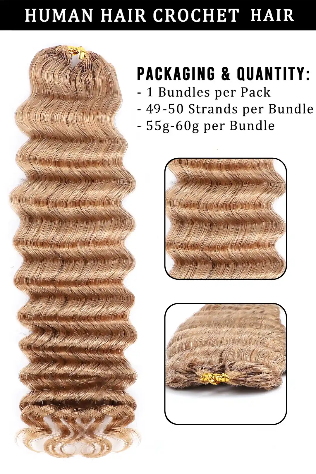 Honey Blonde #27 Deep Wave Feather Crochet for Miracle Knots - Image 4