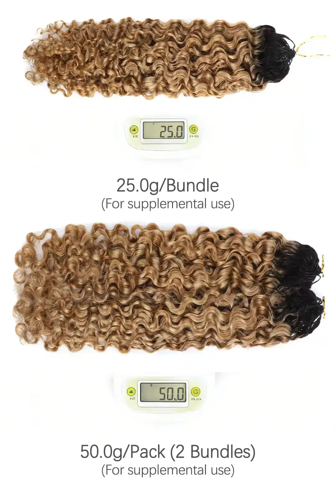 Honey Blonde Ombre Water Deep Wave Feather Crochet Hair - T1B/27 Human Hair - Image 5