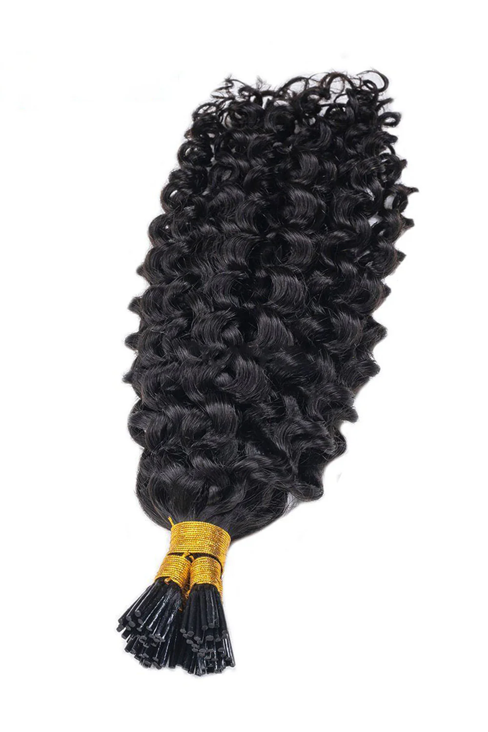 I Tip Black Hair Curly Remy Human Hair Extensions - Image 6