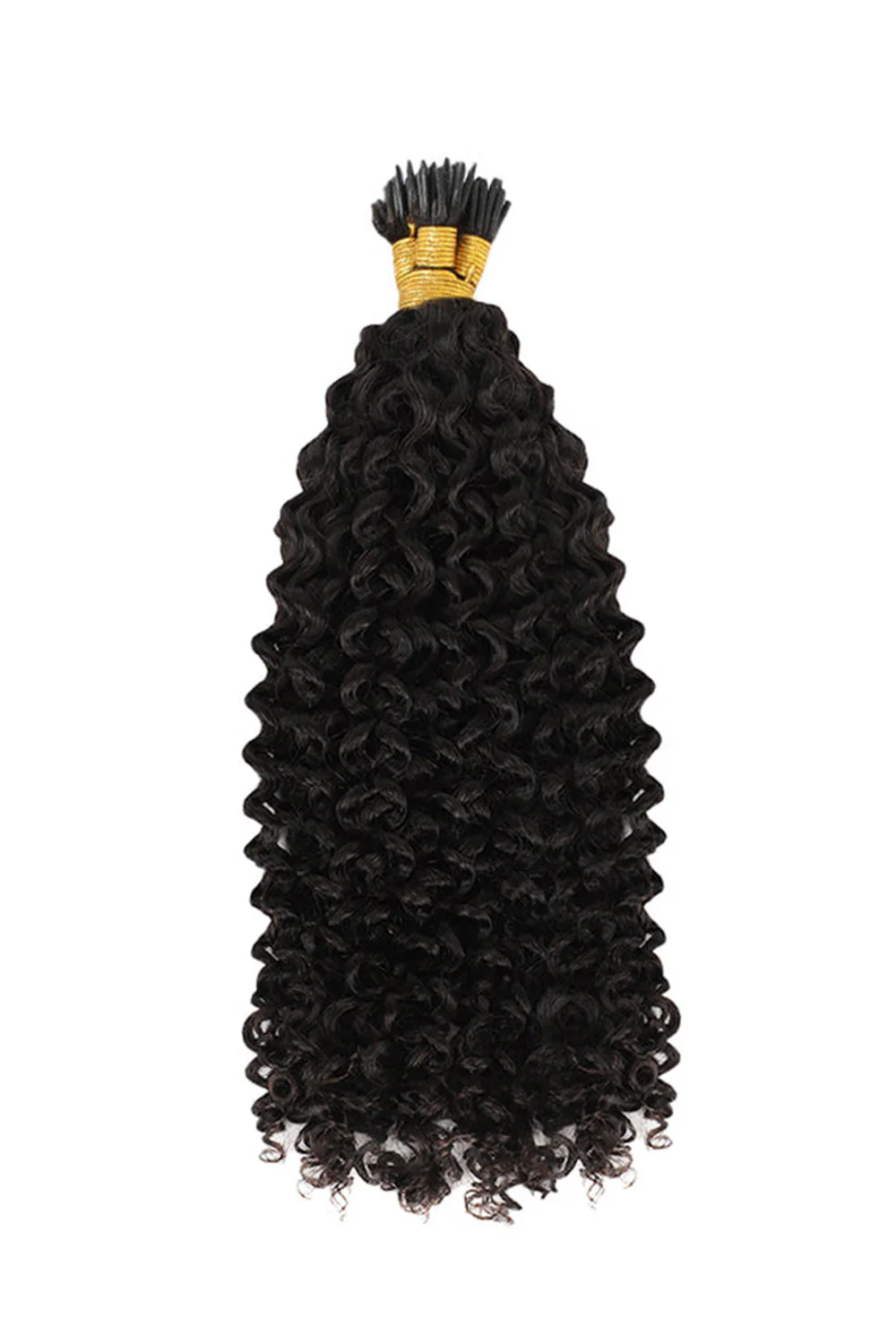 I Tip Black Hair Curly Remy Human Hair Extensions - Image 7