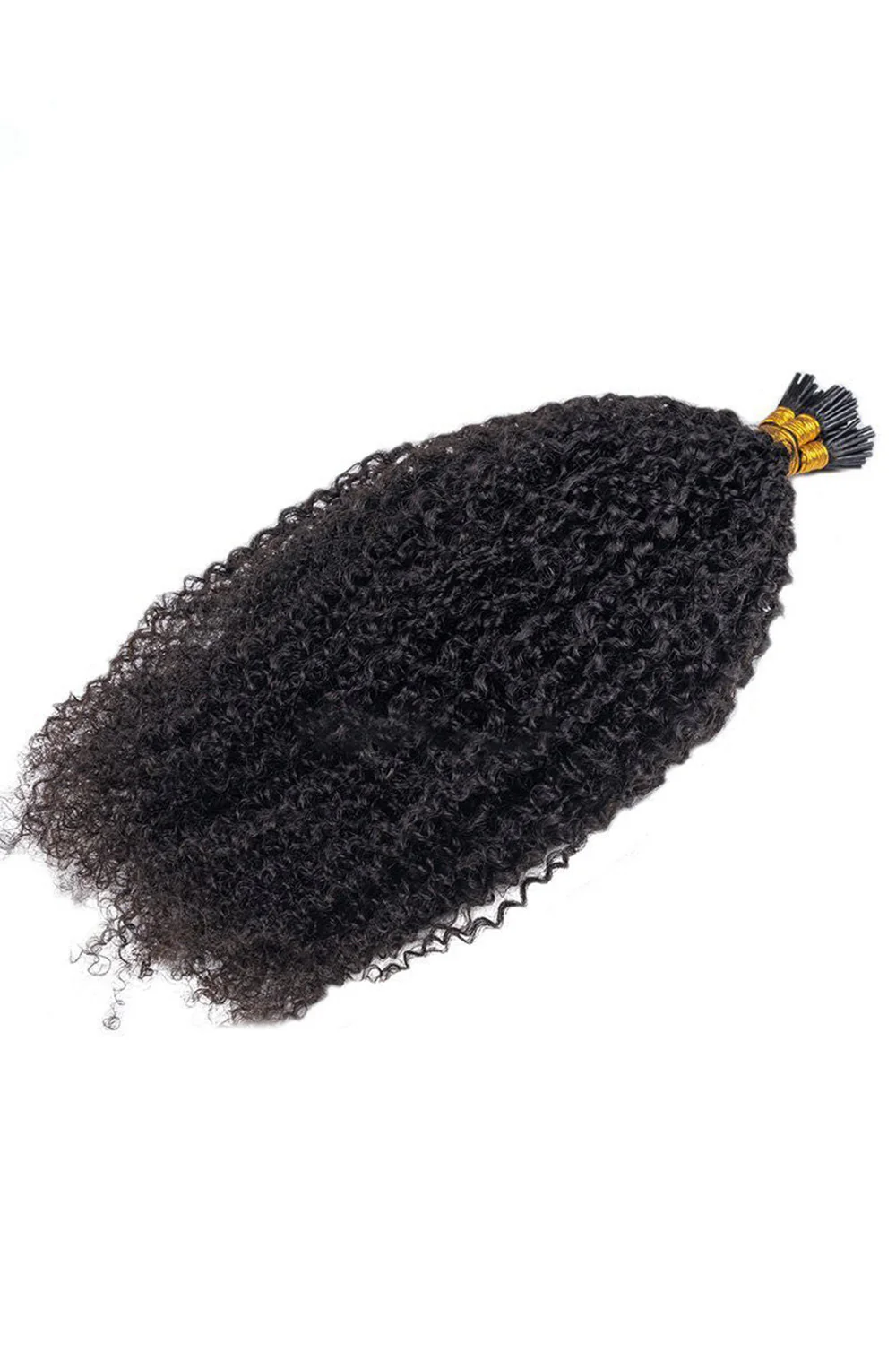 I Tip Black Hair Kinky Curly Remy Human Hair Extensions - Image 3