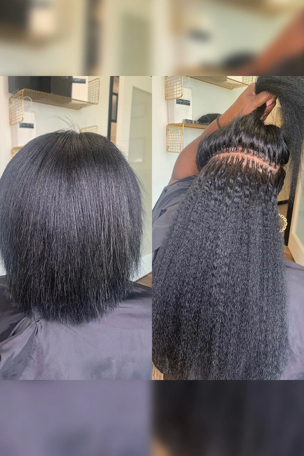 I Tip Black Hair Kinky Straight Remy Human Hair Extensions - Image 3