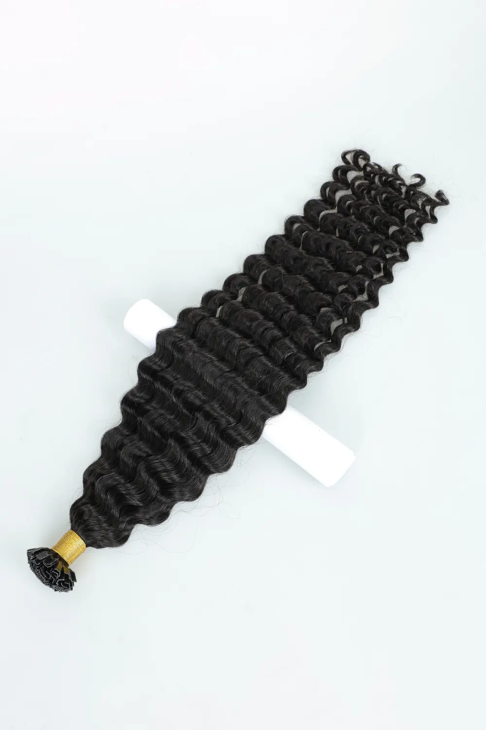 Keratin Bonded Hair Extensions | V-Tip | Black Hair Deep Curly - Image 2