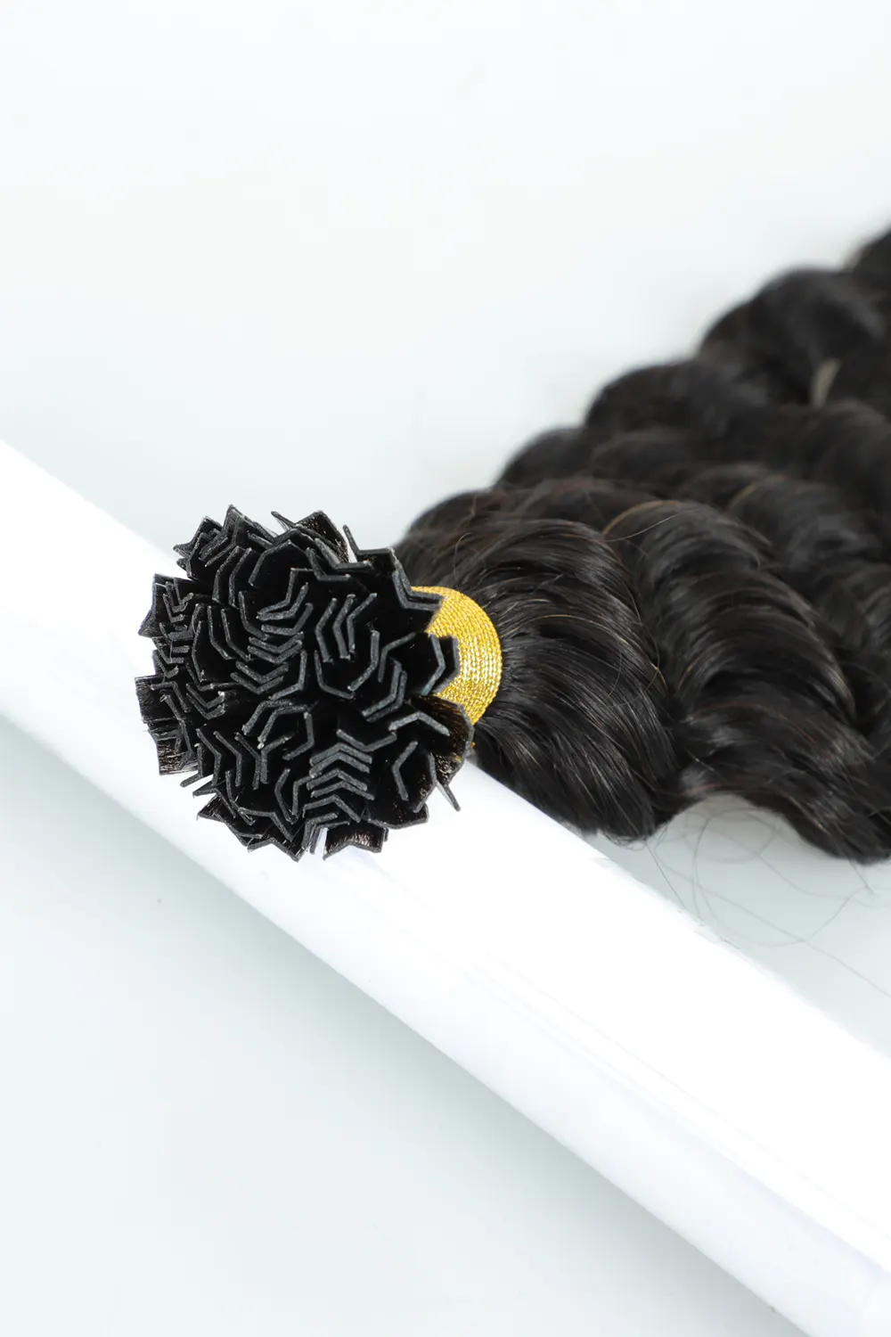 Keratin Bonded Hair Extensions | V-Tip | Black Hair Deep Curly - Image 3