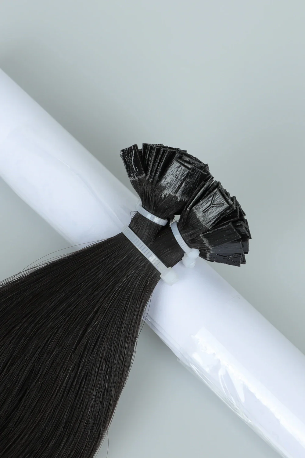 Keratin Bonded Hair Extensions | Flat-Tip | Black Straight Hair - Image 2