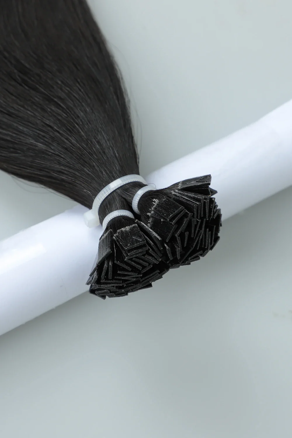 Keratin Bonded Hair Extensions | Flat-Tip | Black Straight Hair - Image 3