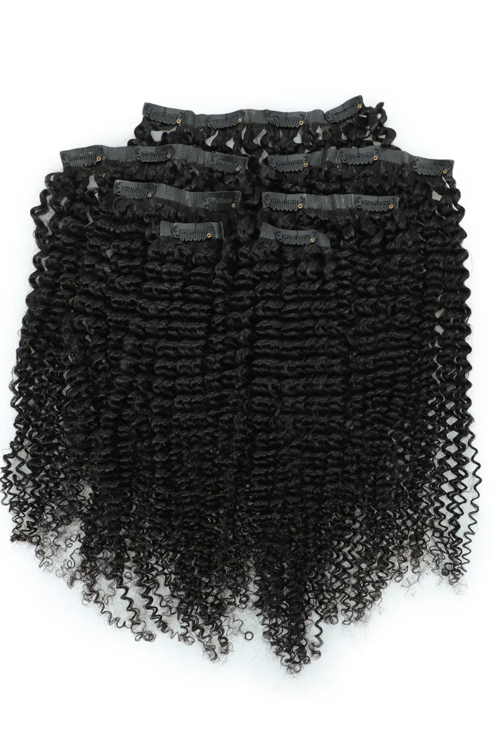 Double Drawn Kinky Curly Seamless Clip in Hair Extensions