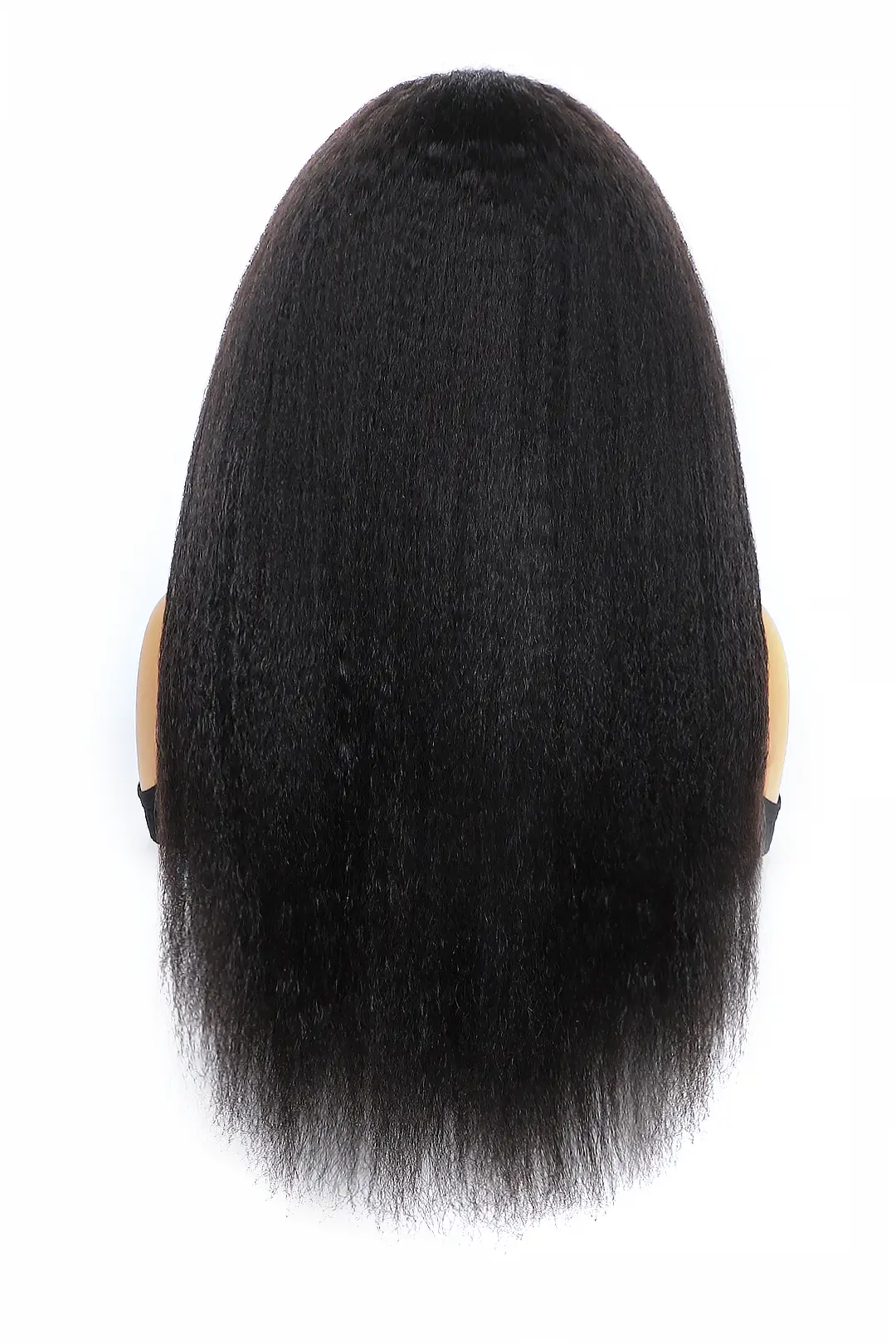 Kinky Straight Half Wig Flexible Fit Drawstring Human Hair Seamless Wig - Image 3