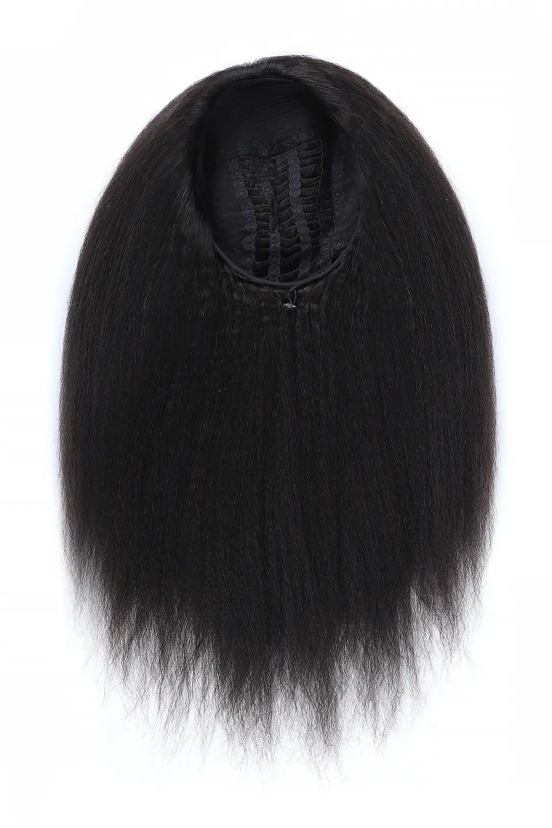 Kinky Straight Half Wig Flexible Fit Drawstring Human Hair Seamless Wig - Image 7