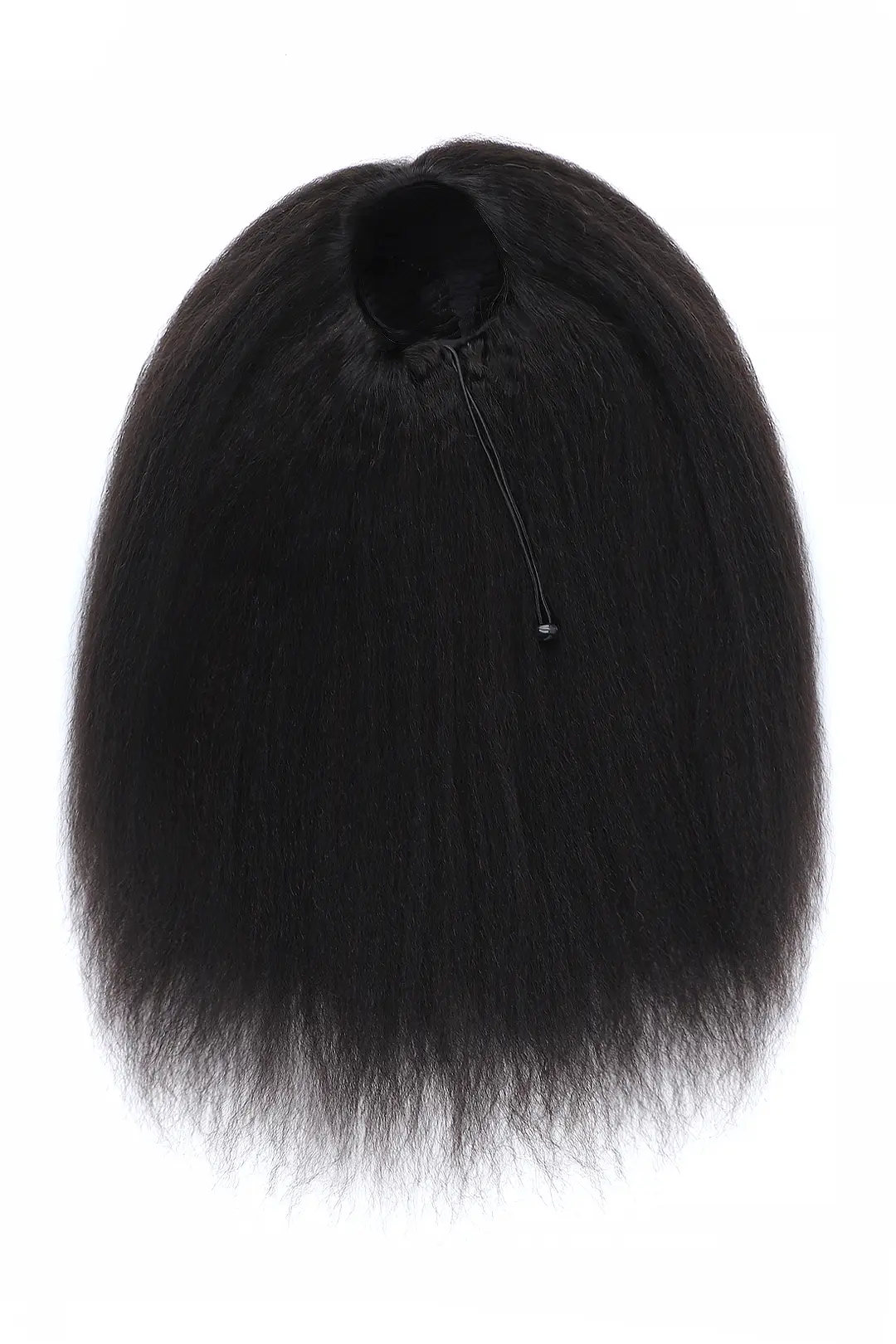 Kinky Straight Half Wig Flexible Fit Drawstring Human Hair Seamless Wig - Image 8