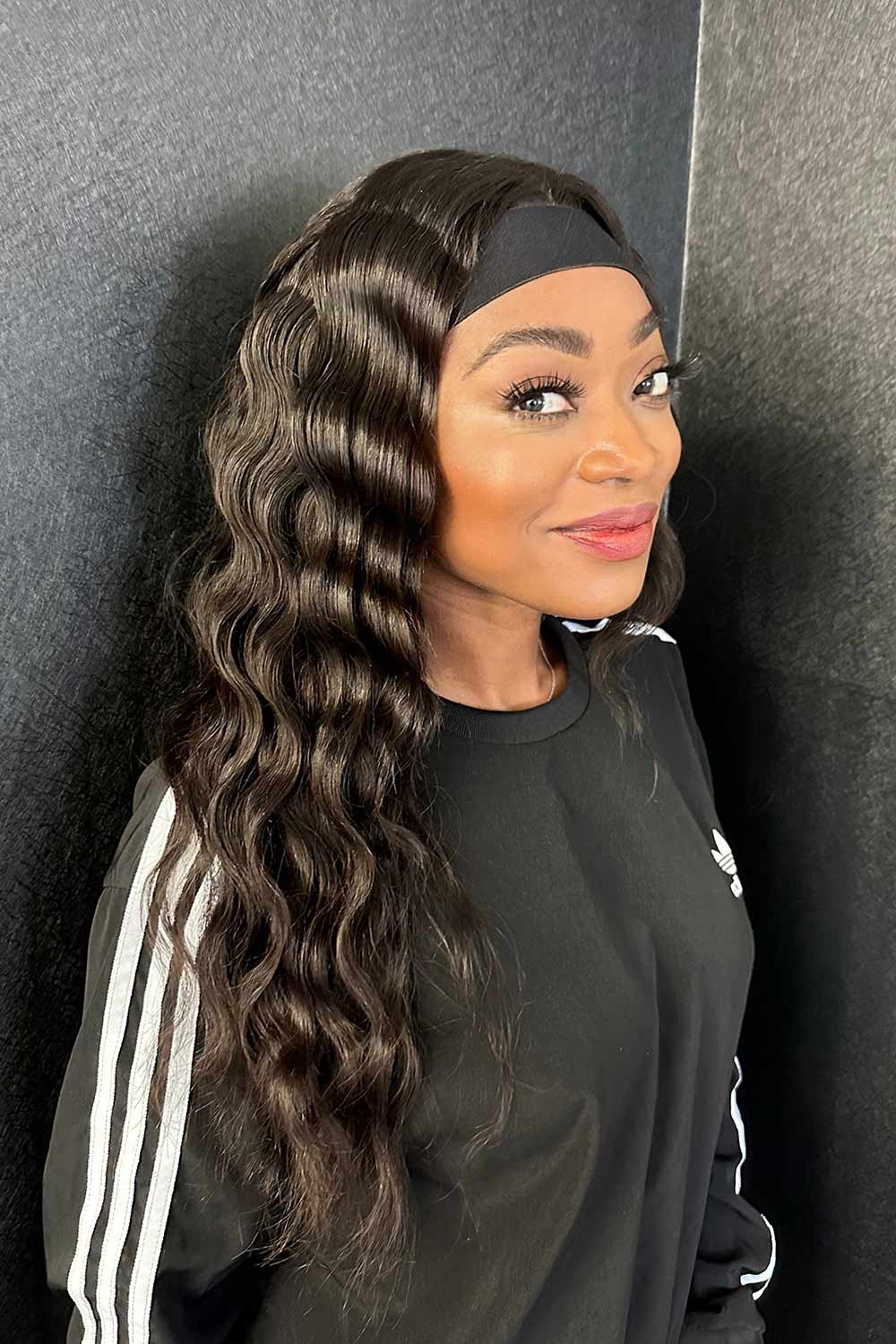 Lace Headband Wig Natural Color Wave Hair-LH16