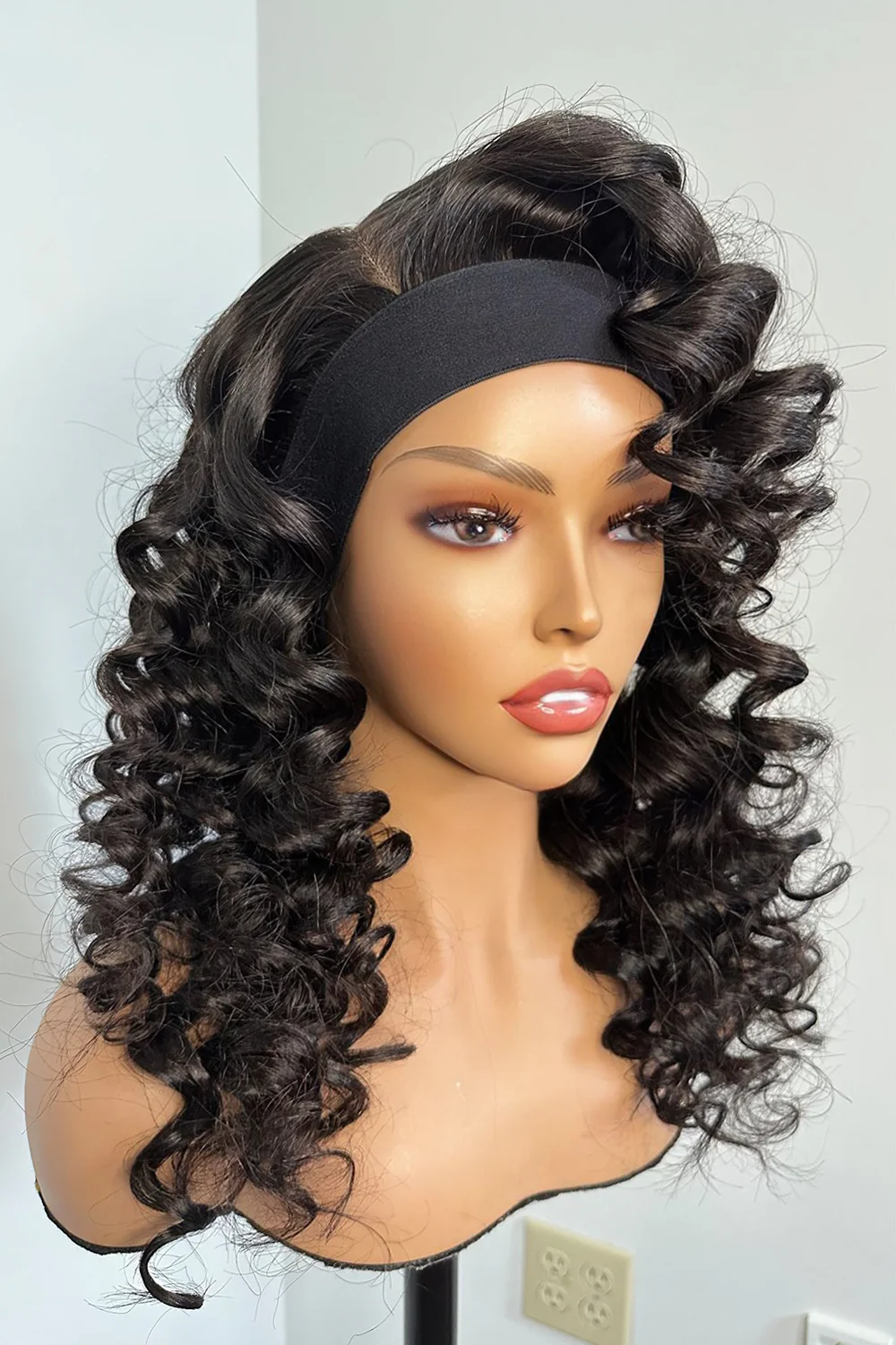 Upgrade Top Lace Headband Wigs Fashion Curly Side Part - Image 2